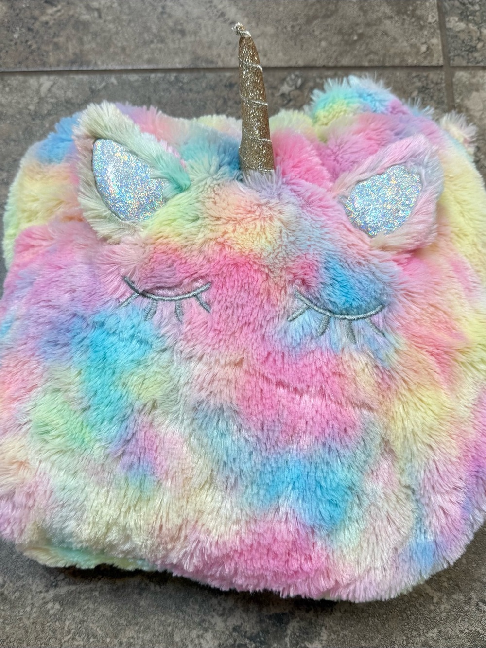 Justice Multicolor Pastel Unicorn Plush Blanket in a Bag